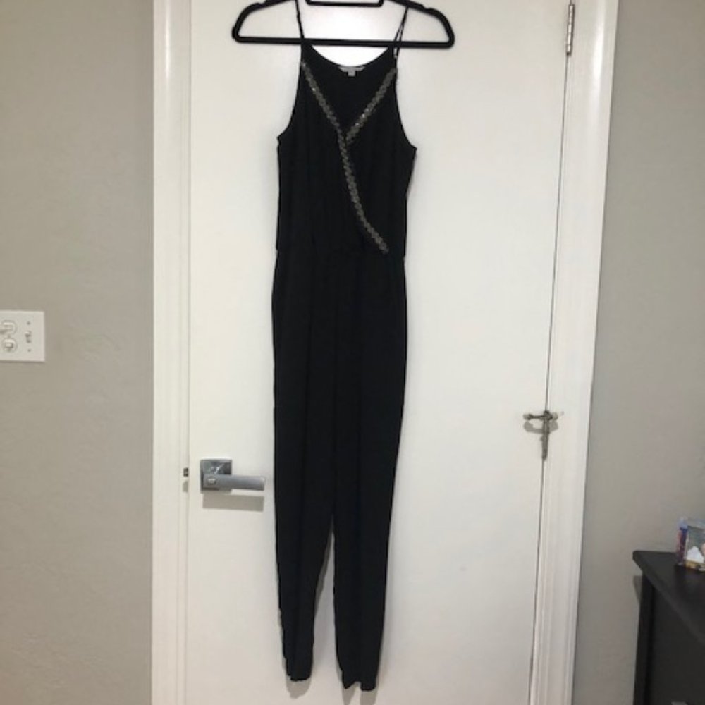 Naked Zebra Black Jumpsuit w/ Silver beads